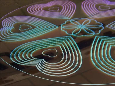 Laser engraving lights with heart shape